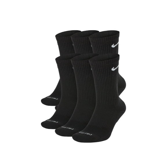 Men's Nike 6-pack Everyday Plus Cushion Crew Training Socks Color: Black Size: 6-8