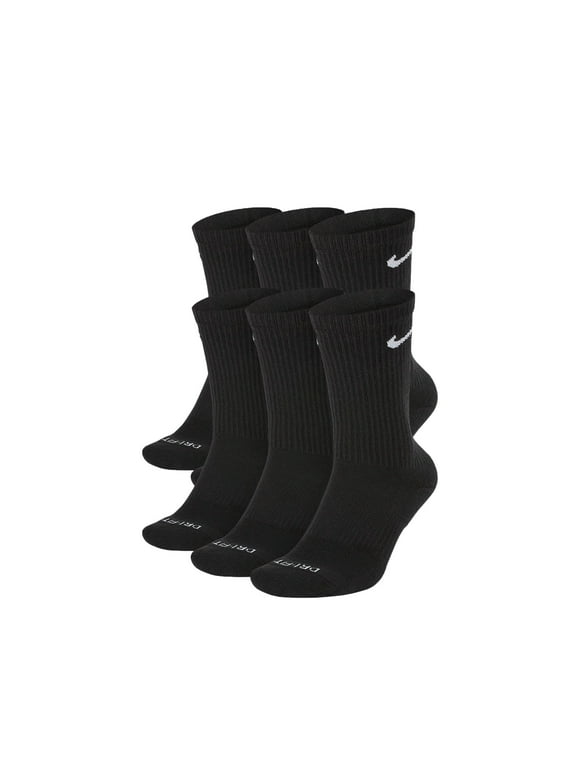 Men's Nike 6-pack Everyday Plus Cushion Crew Training Socks Color: Black Size: 6-8