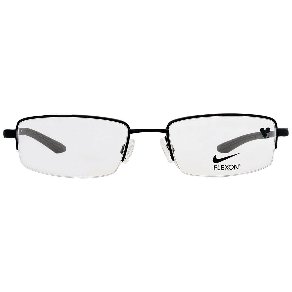 Nike Men s Rectangular Eyeglasses 4292 001 Satin Black Metal Frame Semi Rimless 53mm Lens Walmart