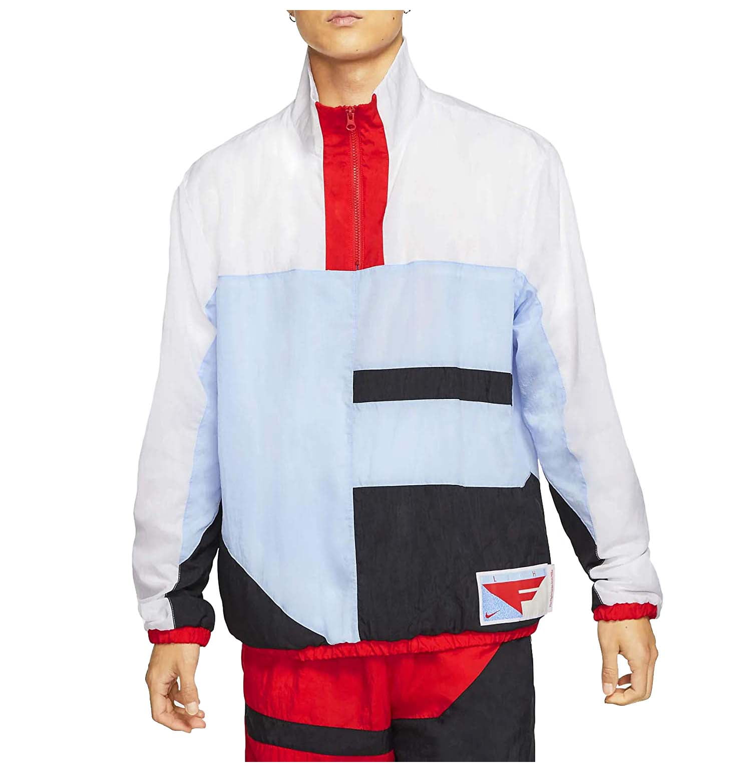 Nike Men s Flight Colorblock Lightweight Basketball Jacket White Red Light Blue Small Walmart