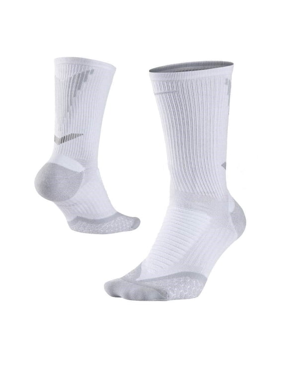 Men's Golf Elite Cushioned Crew Socks sz 5 (12-13.5) White Gray Reflective