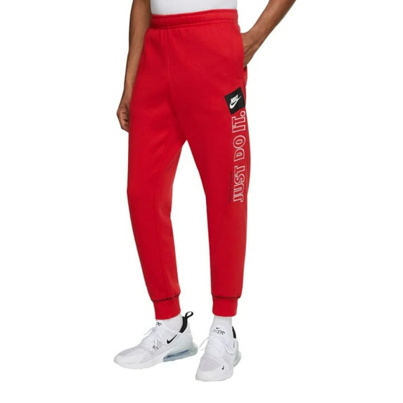 Nike Men's Joggers NSW Athletic Sweatpants Just Do It Sportwear Track Pants, Red, S