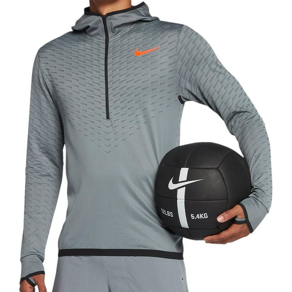 Nike Men's Lightweight Dri-Fit Training Top Half-Zip Hoodie (XLarge, Gray)