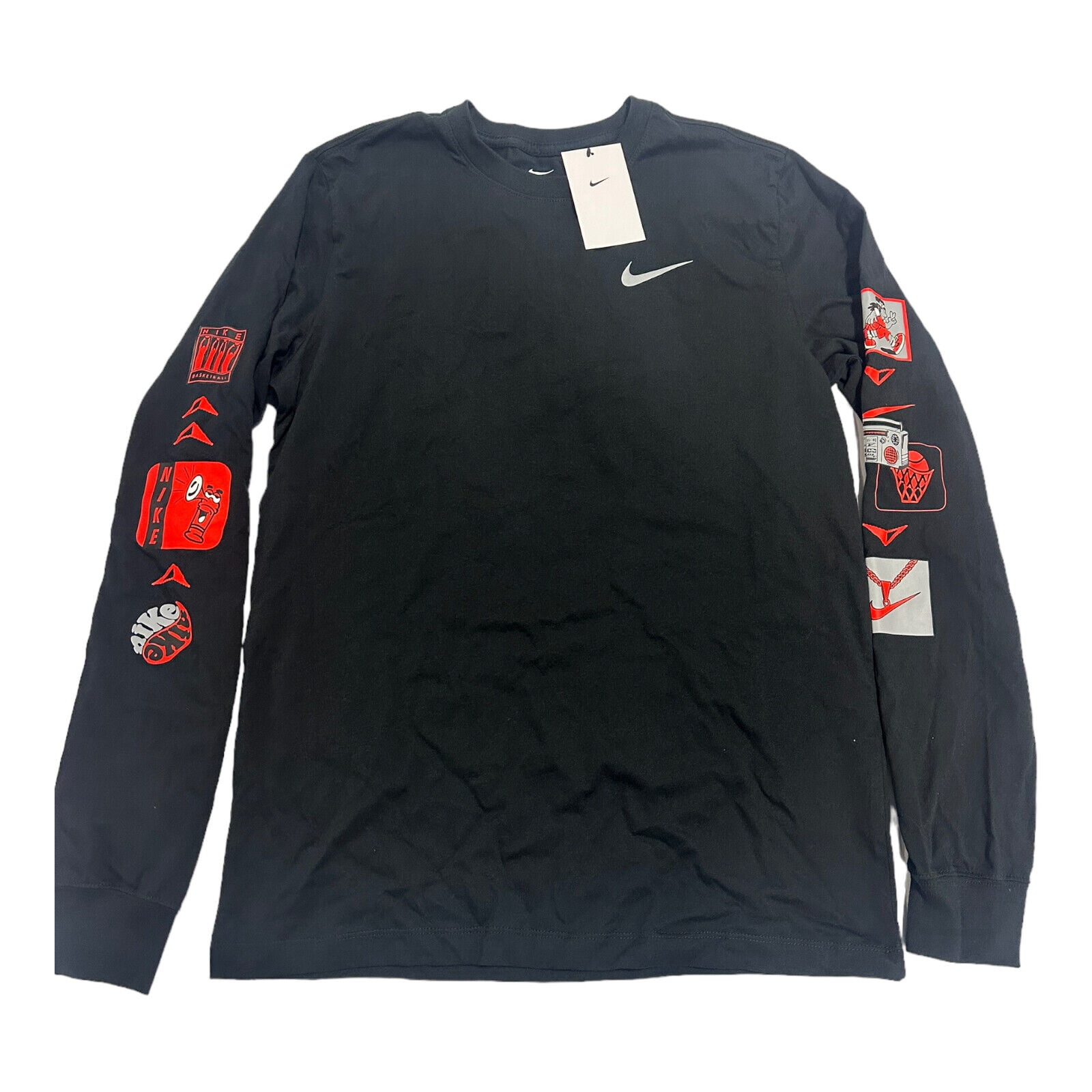 Nike Men s Long Sleeve Black with Red Graphics Walmart
