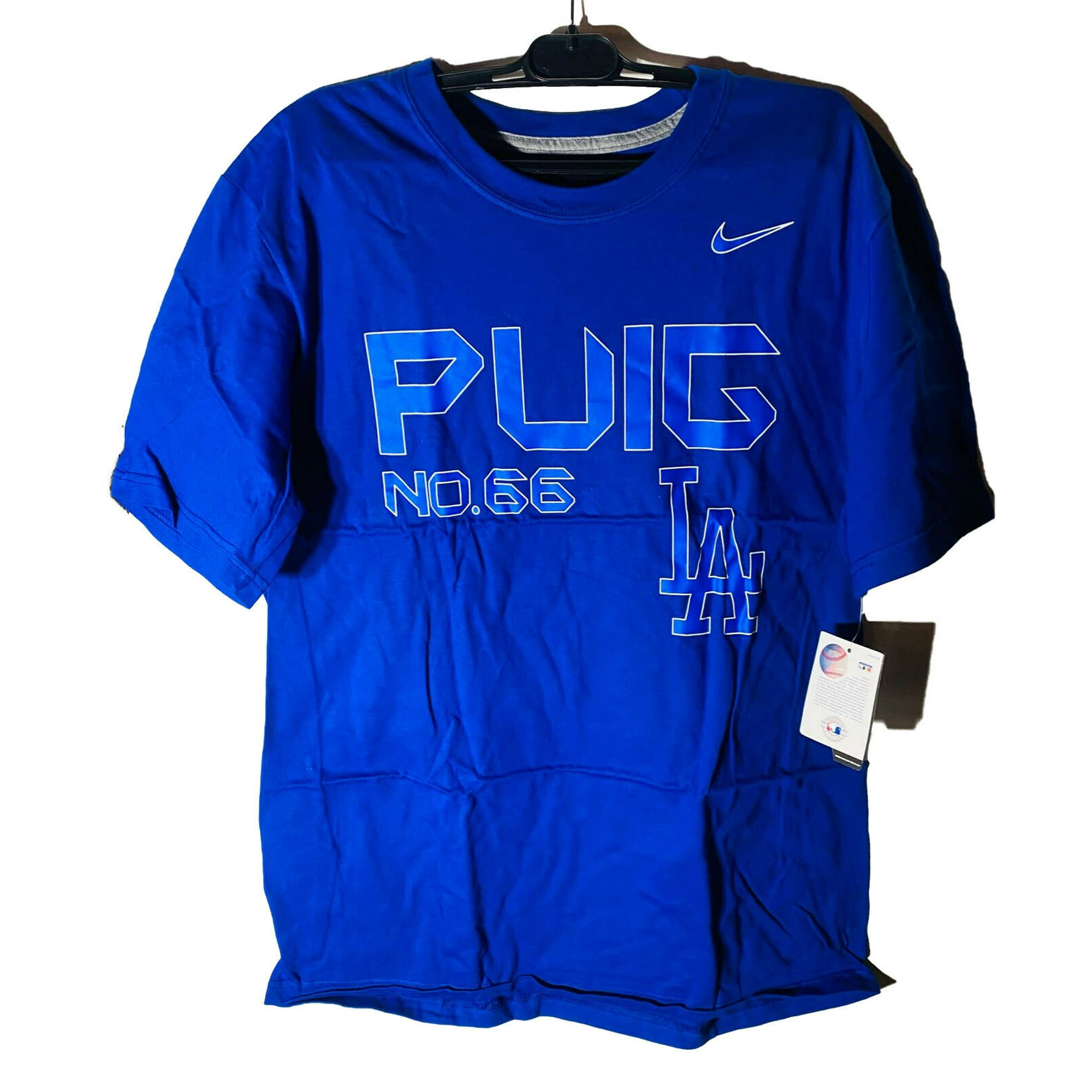 Nike Men's Los Amgeles Dodgers Yasiel Puig Short-Sleeve T-Shirt Medium Blue