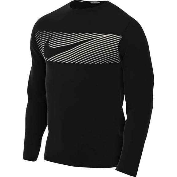 Nike Men's Miler Flash Dri-FIT UV Long Sleeve Running/Training T-Shirt (Black)