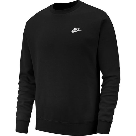Men's Nike Club Fleece Crew Color: Black White Size: S