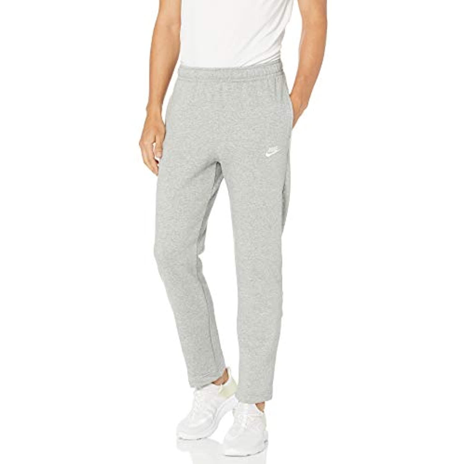 Nike Men's NSW Club Pant Open Hem, Dark Grey Heather/Mattelic Silver/White,  3X-Large
