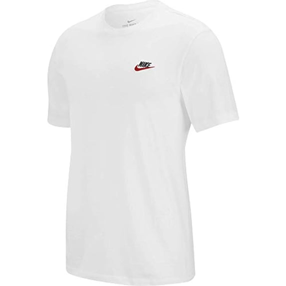Nike Men's NSW Club Tee, White/Black/University Red, Large-T