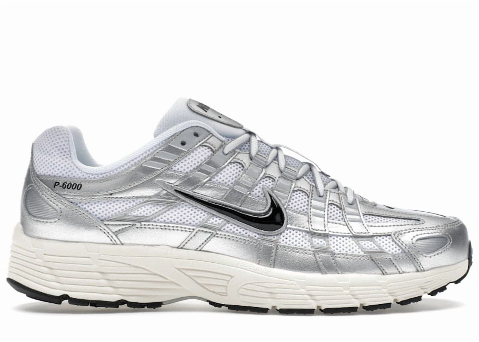 Nike Men's P-6000 White Metallic Silver Flat Silver Black, from