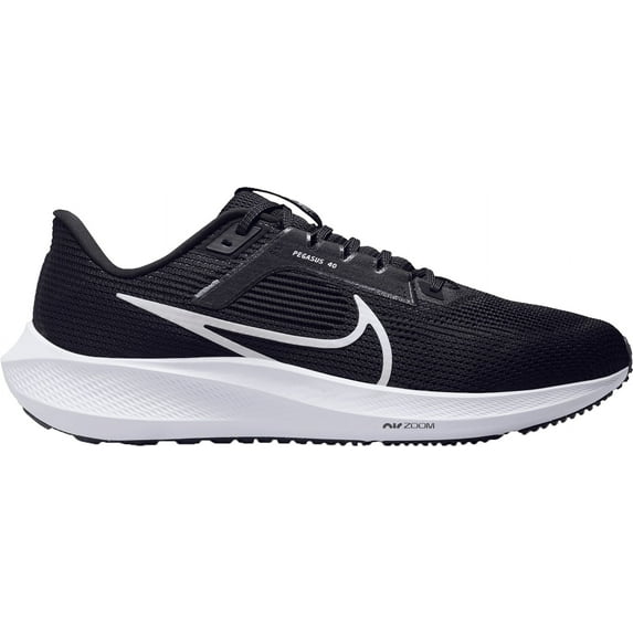 Nike Men's Pegasus 40 Running Shoes (Black/White/Grey, 13, Wide/2E)