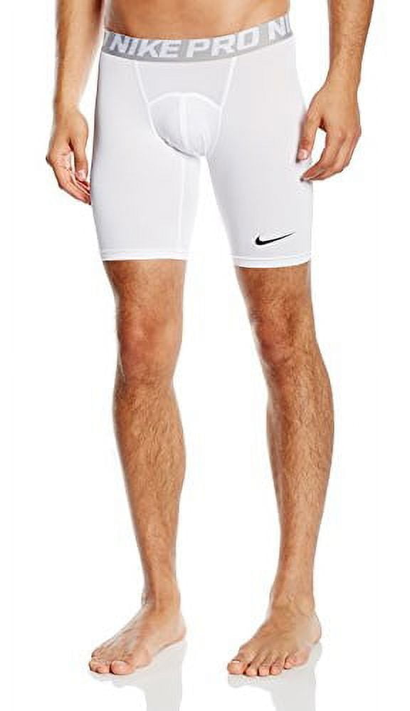 Nike Men's Pro Combat 6 Compression Shorts (White/Matte Silver