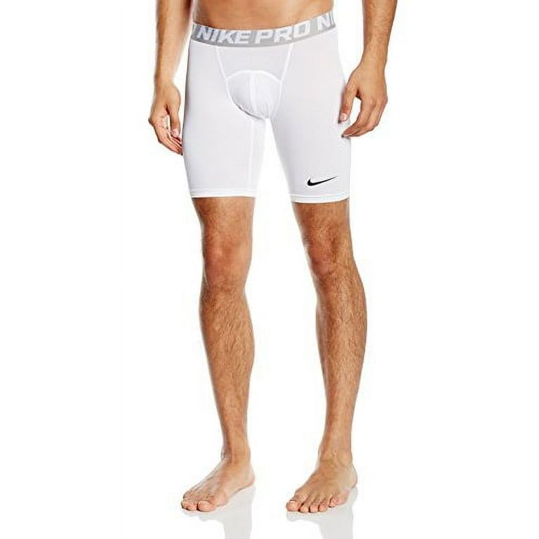 Nike Men's Pro Combat 6 Compression Shorts (White/Matte Silver/Black,  Large)