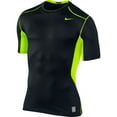 thumbnail image 1 of Nike Men's Pro Combat Hypercool 2.0 Fitted Short-Sleeve Top Shirt, Black/Volt, Large, 1 of 1