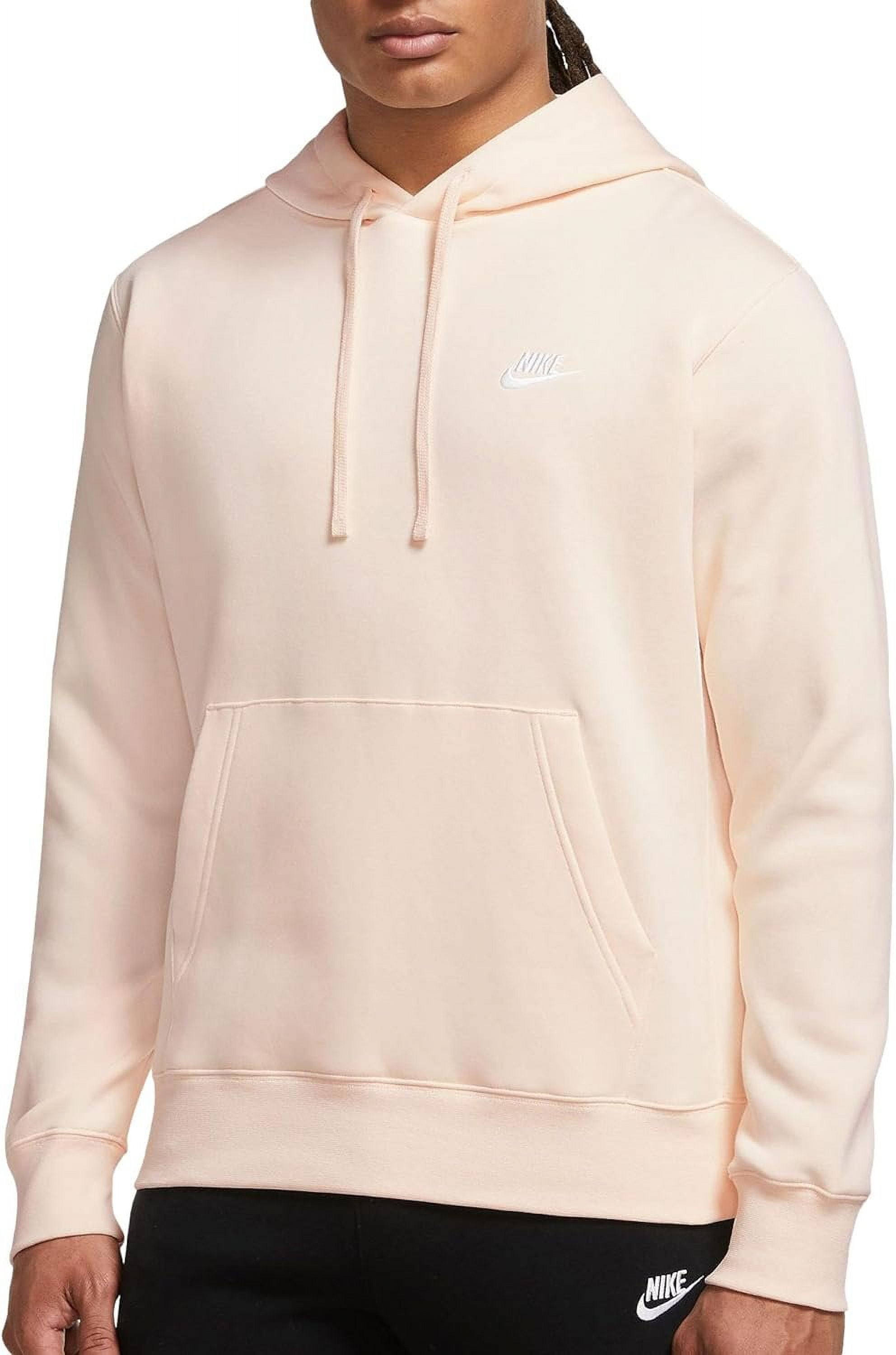 Nike Men s Pullover Fleece Club Hoodie Medium Guava Ice White Walmart