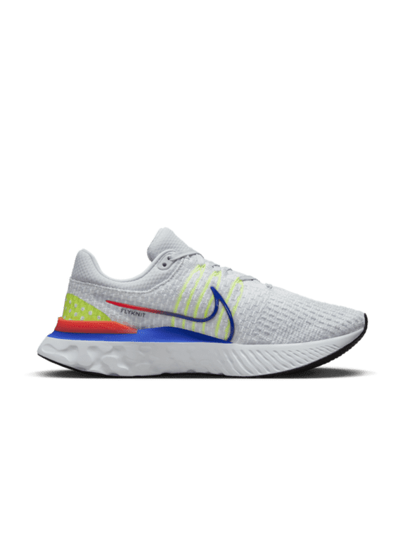 Men's React Infinity Run Flyknit 3 Running Shoes, Pure Platinum/Racer Blue, 10 M US
