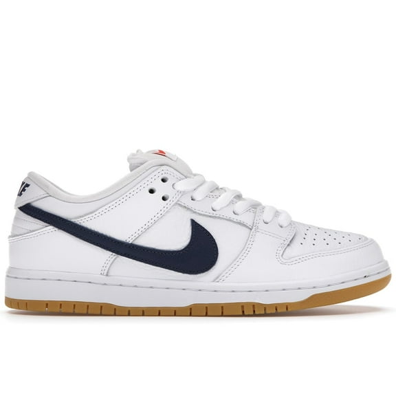 Nike Men's SB Dunk Low Orange Label White Navy Skateboarding Shoes, from StockX