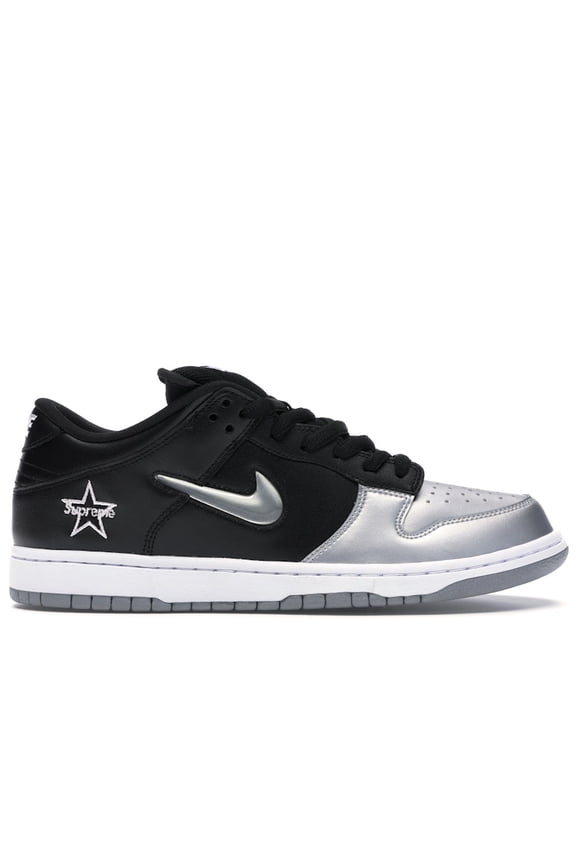 Men's SB Dunk Low Supreme Jewel Swoosh Silver Skateboarding Shoes, from StockX