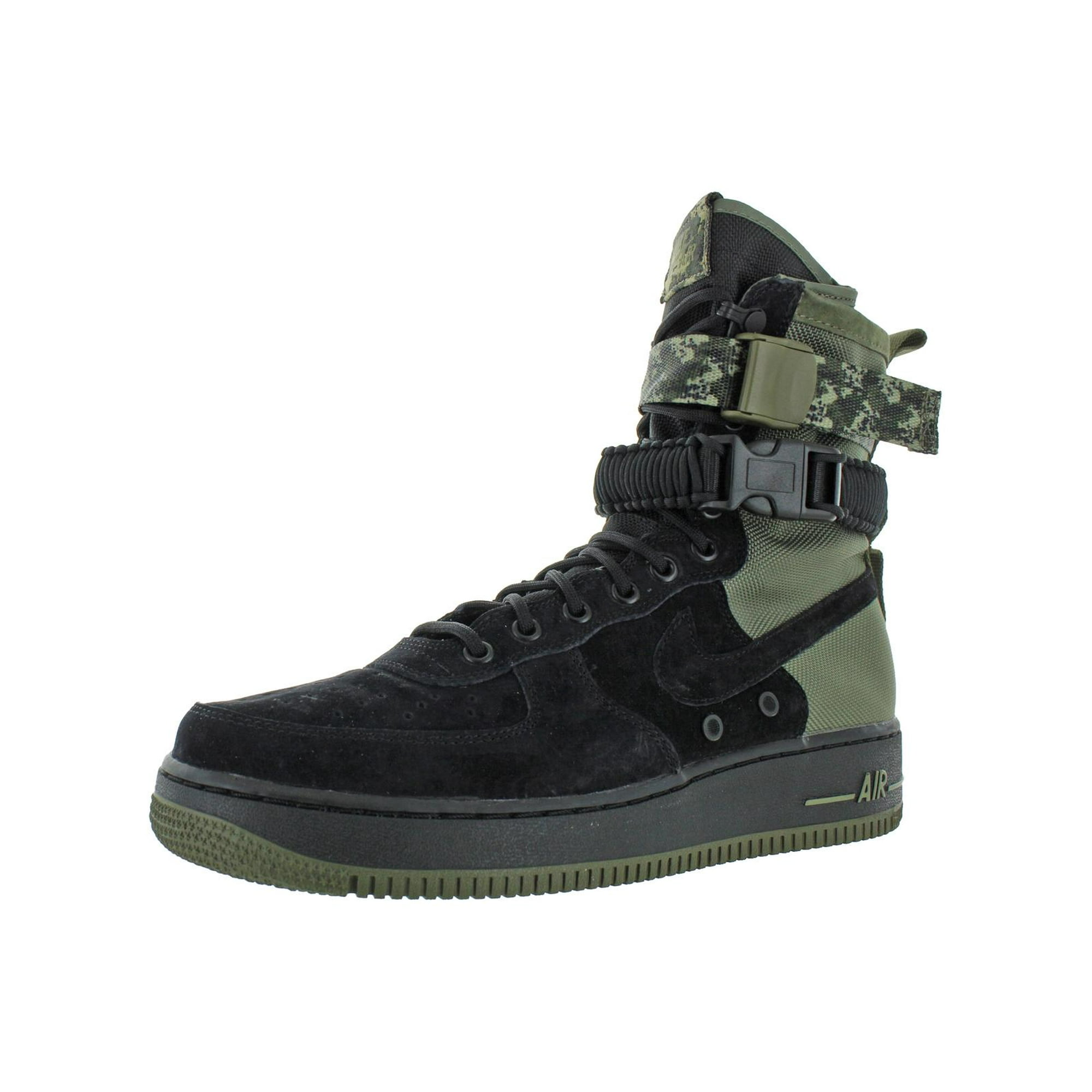 Nike Men's Sf Air Force 1 Black / Olive Mid-Calf Leather - 9.5M -