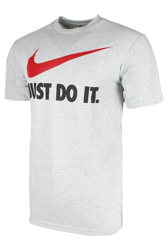 Men's Short Sleeve Just Do It Swoosh Graphic Active T-Shirt Grey Red S