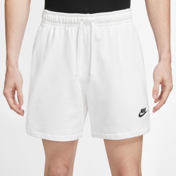 Nike Men's Shorts French Terry Flow Fleece Athletic Drawstring Waist Shorts, White, L