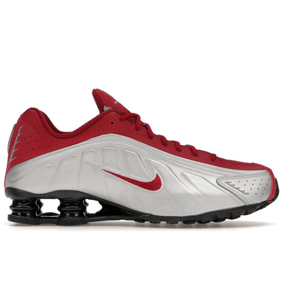 Nike Men's Shox R4 Metallic Silver Black Crimson Shoes, from StockX