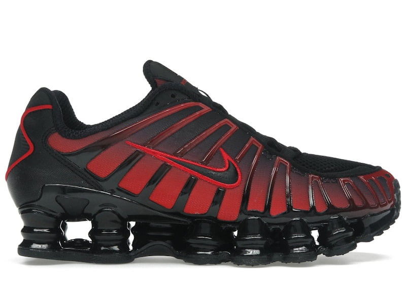 Nike Men's Shox TL Black University Red Gradient Shoes, from