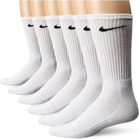 Men's Nike 6-Pack Everyday Cushioned Crew Training Socks Color: White Size: 6-8