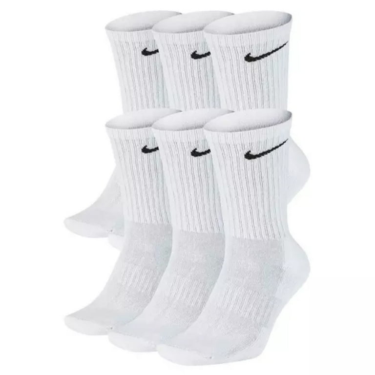 Nike Men's Socks Dri-Fit Everyday Cushioned Training Athletic Fitness Socks  Size 6-8, White, 6 Pair