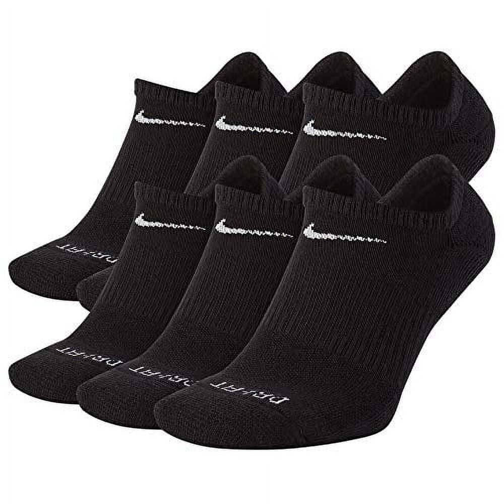 Nike Men s Dri Fit 6 Pair No Show Socks Everyday Plus Cushioned Athletic Training Black M 6 8 Walmart