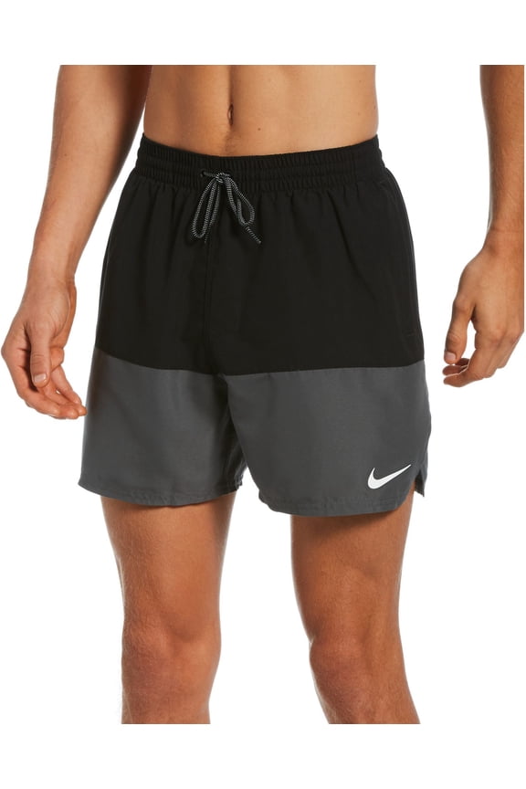 Men's Split 5\" Volley Shorts (Black, XL)