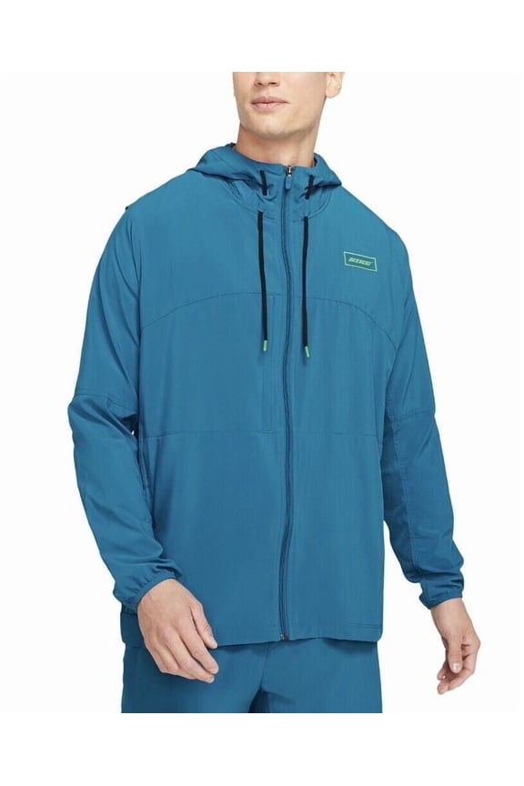 Men's Sport Clash Full Zip Hooded Training Jacket Blue Size S