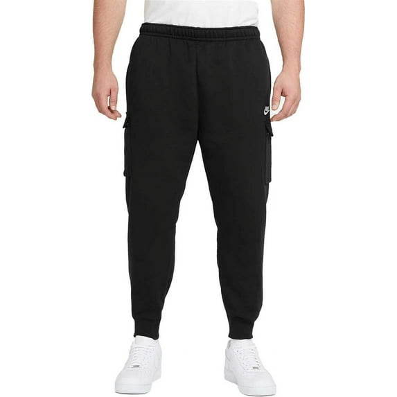 Nike Men's Sportswear Club Fleece Cargo Pants (Black/Black/White, XS)