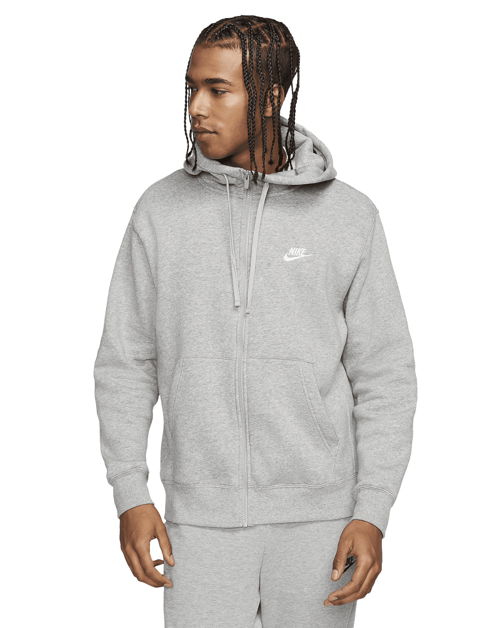Nike Men's Club Fleece Full Zip Hoodie Sportswear, Dark Grey