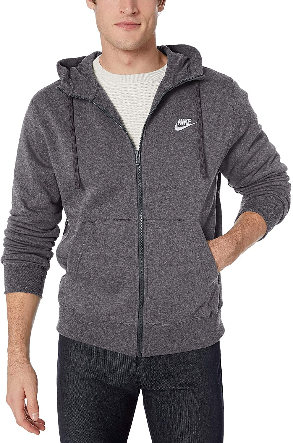 Nike Men's Sportswear Club Fleece Full-Zip Hoodie BV2645-010 - Black/Black/White - S