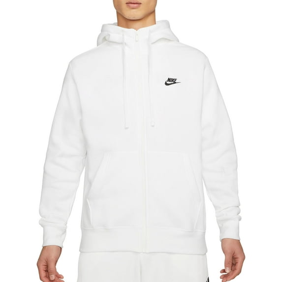 Nike Men's Sportswear Club Fleece Full-Zip Hoodie (White/White/Black,3XT)
