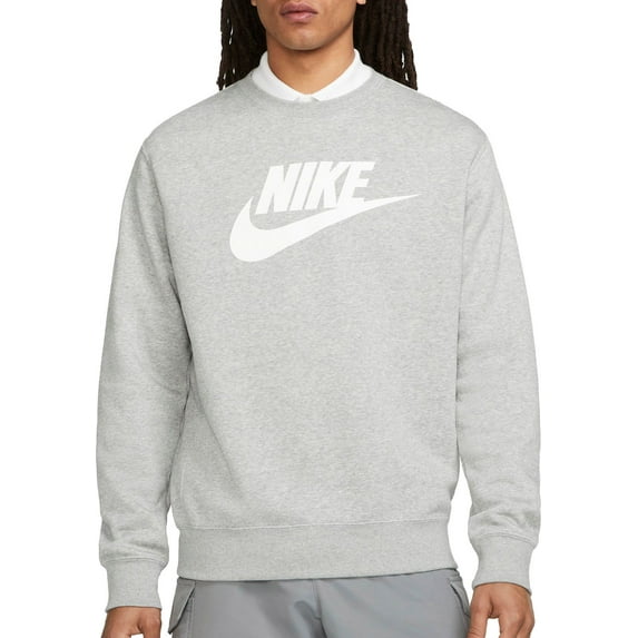 Nike Men's Sportswear Club Fleece Graphic Crewneck Sweatshirt (Dk Grey Heather, 4XL)