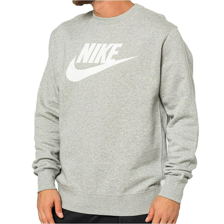 Nike Sportswear Club Fleece Men s Graphic Crew Color Dark Grey Heather Size M Walmart