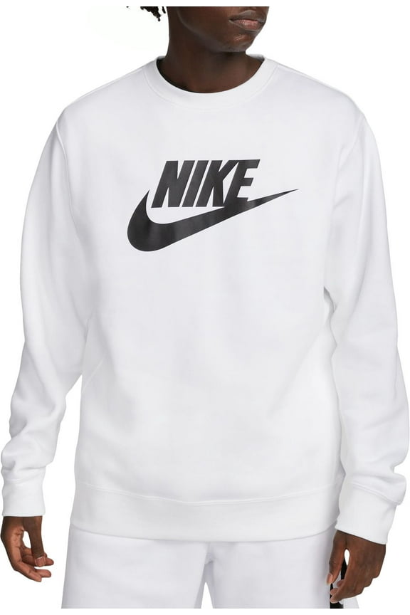 Men's Sportswear Club Fleece Graphic Crewneck Sweatshirt (White, S)