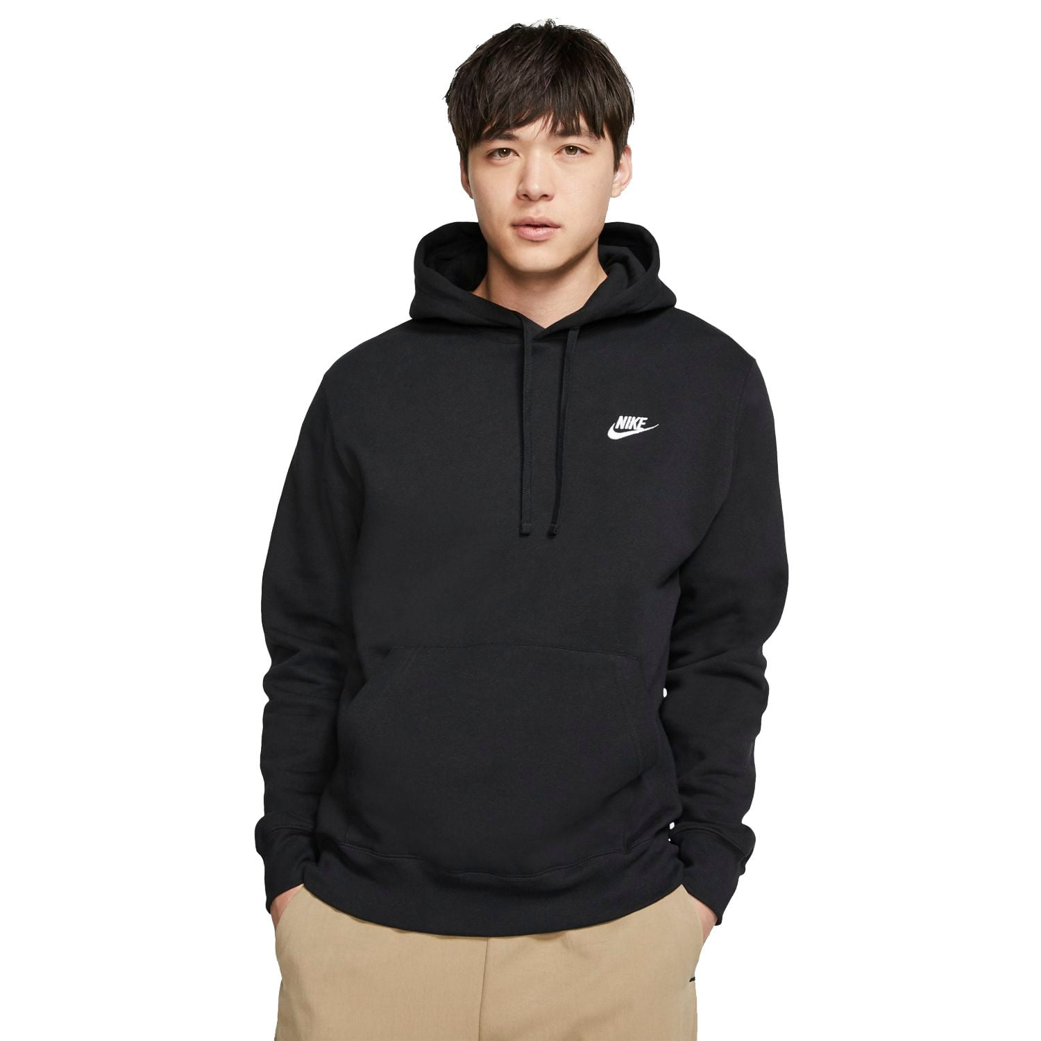 Men's Nike Sportswear Club Fleece Pullover Hoodie Color: Black White Size: S