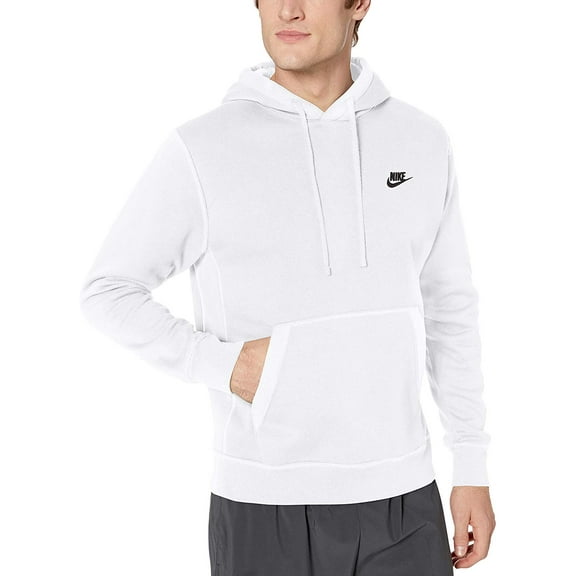 Nike Men's Sportswear Club Fleece Pullover Hoodie (White, Small)