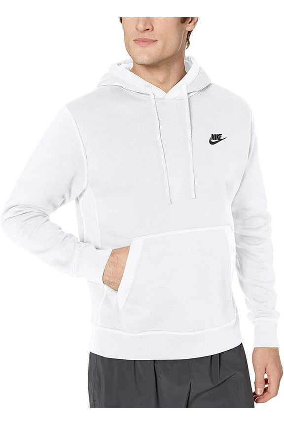 Men's Sportswear Club Fleece Pullover Hoodie (White, Small)
