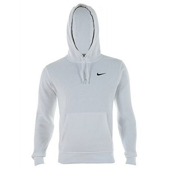 NIKE Mens Club Pull Over Hoodie White/Black 611457-100 Size Large