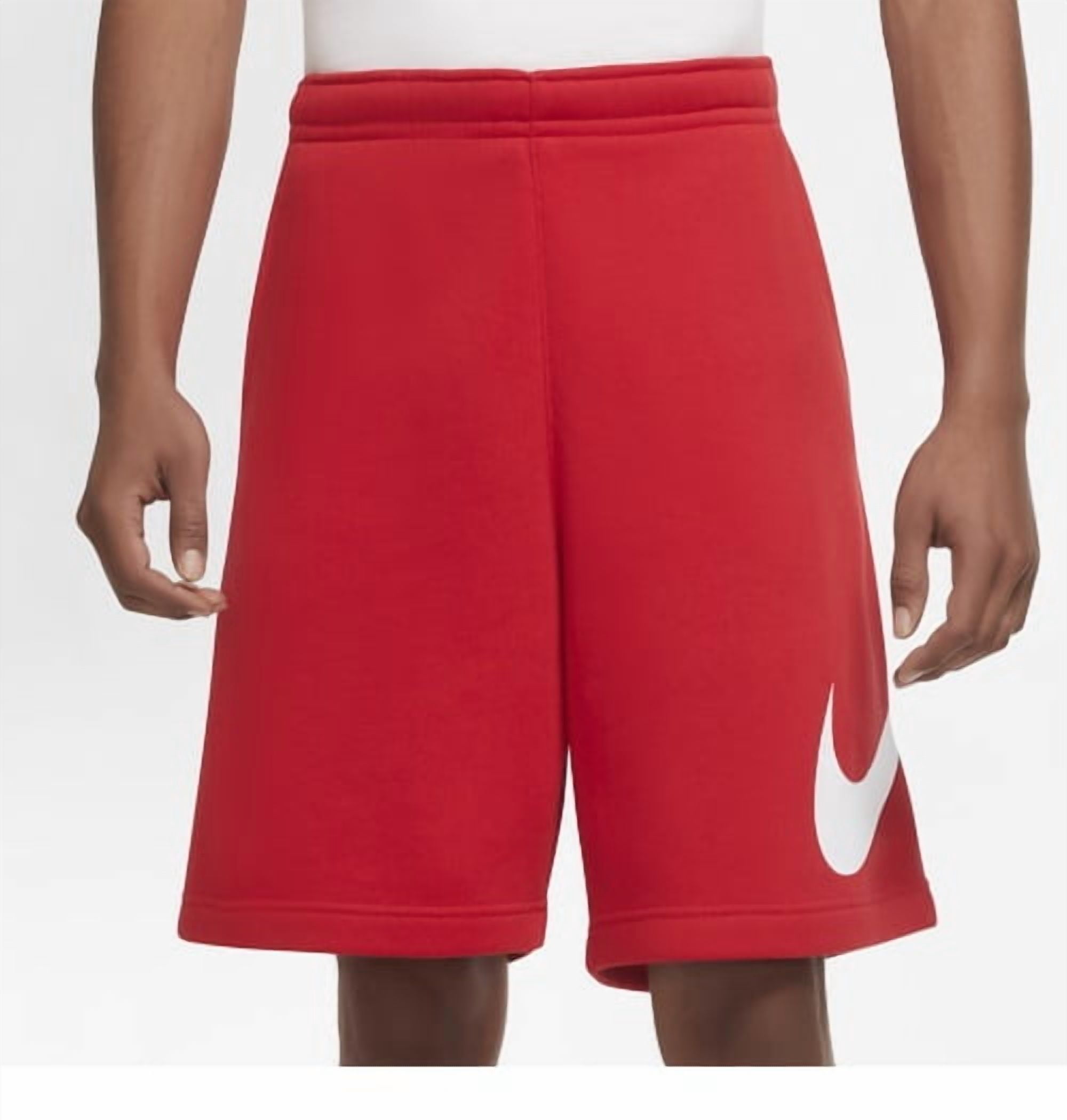 red nike fleece shorts mens