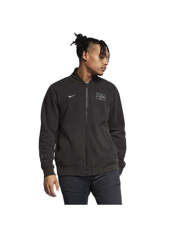 Men's Sportswear Club Varsity Fleece Jacket (Small, Black/Flat Pewter)