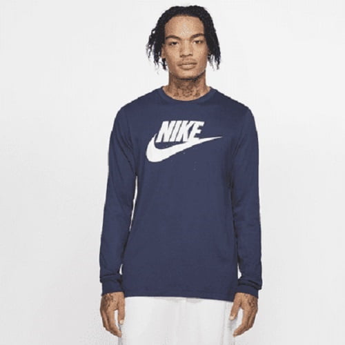 Nike Men's Sportswear Long-Sleeve Logo T-Shirt Blue Size Large