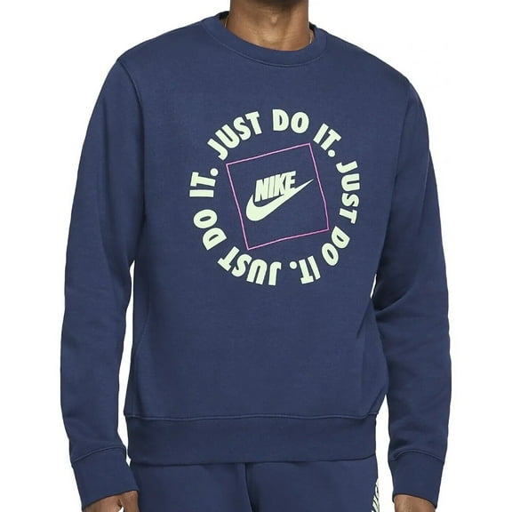 Nike Men's Sweatshirt Just Do It Pullover Athletic Long Sleeve Athletic Sweater, Navy, XL