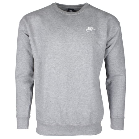 Nike Men's Sweatshirt Long Sleeve Fleece Embroidered Logo Club Crewneck Pullover Grey S