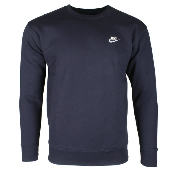 Nike Men's Sweatshirt Long Sleeve Fleece Embroidered Logo Club Crewneck Pullover Navy M