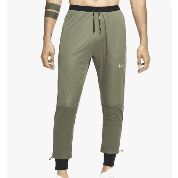 Nike Men's Swift Shield Running Pants CU7857-380 Olive Green/Black Size Large